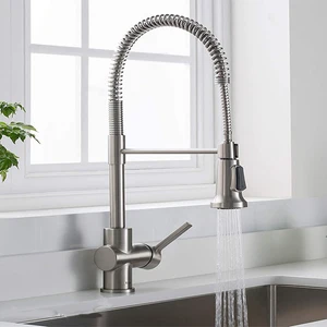 kitchen faucet spring pull out single handle hot and cold water faucet sink faucet 360 rotating kitchen faucet free global shipping