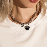 punk metal heart pendant necklaces girl vintage chokers women neck chains trendy hip hop clavicle chains necklace jewelry chain