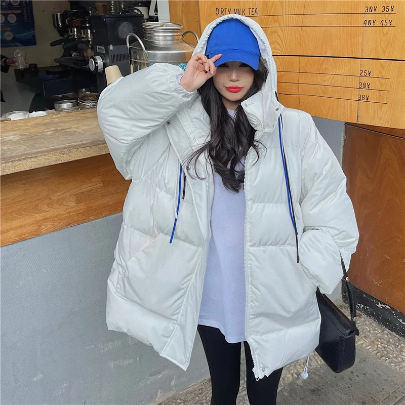 

Пуховик женский х/б на молнии, средней длины, с капюшоном