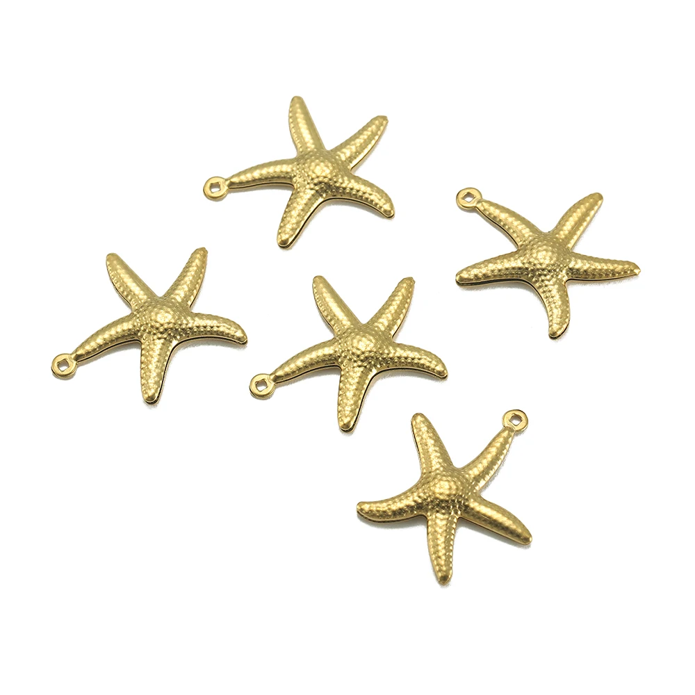 

20pcs/Lot Starfish Shell Stainless Steel Charms Pendant Bohemia For Girl Making DIY Necklace Earring Bracelets Finding Wholesale