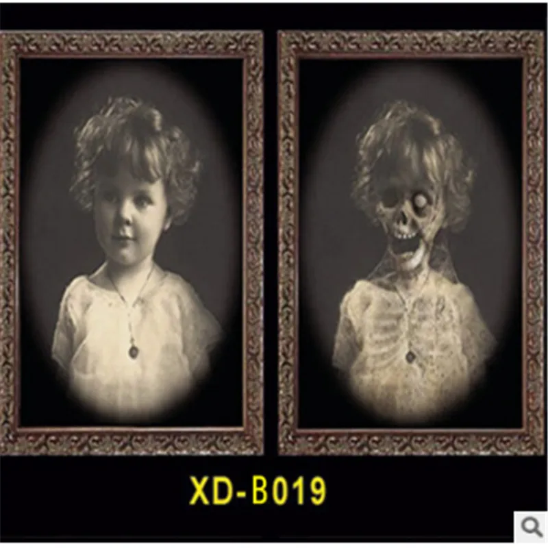 Фоторамка с изображением ужасов, линзовидная, 3D, для изменения лица, фоторамка, страшный портрет, хэллоуинская страшилка, праздничное украшение для вечеринок, реквизит - Цвет: As photo shows