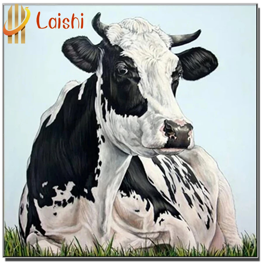 

DIY Farm cow Diamond Painting Full Square Round Animal Diamond Embroidered Mosaic Complete Display Home Decoration Children Gift