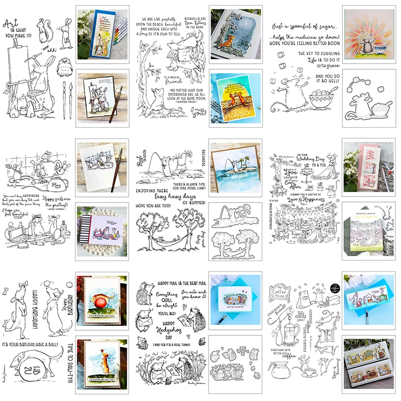 Новинка 2021 прозрачные штампы с изображением животных мыши кота лисы и набор