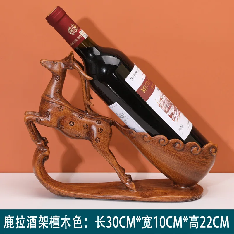 

Creative home European deer red wine rack decoration living room office wine cabinet decoration wine bottle rack crafts