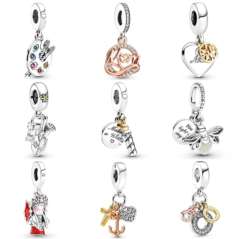 

925 Sterling Silver Rose Beijing Opera Doll Bee Crystal Beads For Original Pandora Charms Women Bracelets & Bangles Jewelry