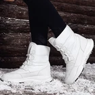 Зимние женские зимние ботинки на шнуровке, короткие ботинки для женщин, черная, Белая обувь, женские теплые ботинки, женская обувь на платформе, женская обувь