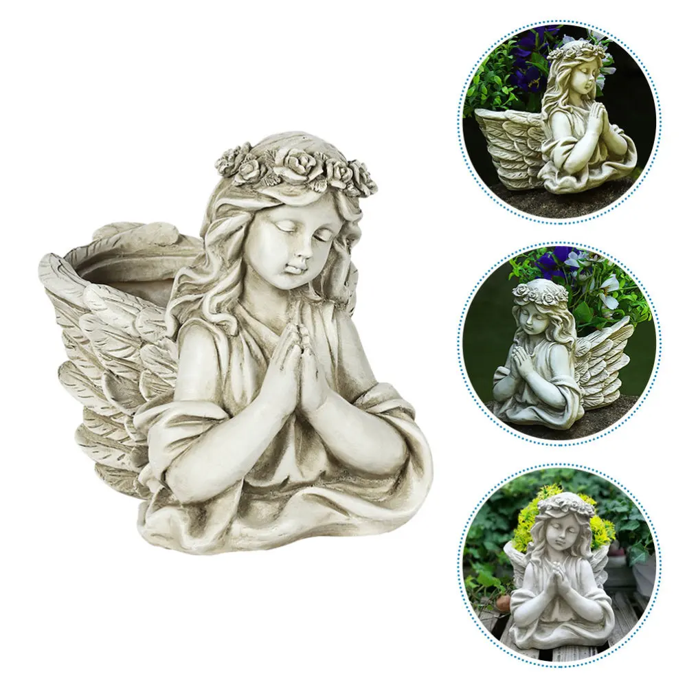 

1pc Resin Flower Pot Garden Home Decorative Flowerpot for Home (Beige)