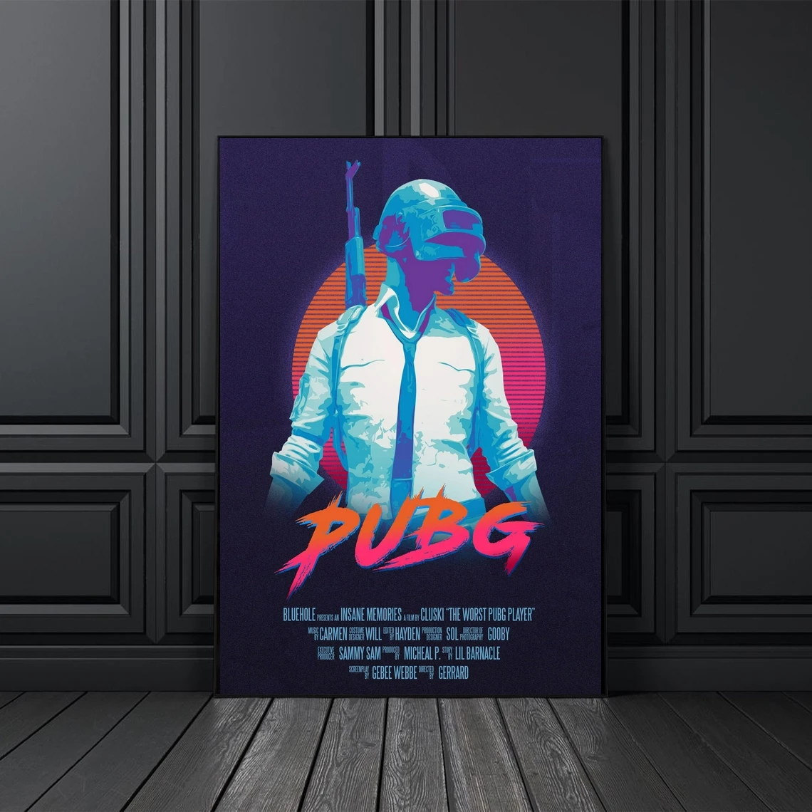 Постер PUBG в ретро-стиле для видеоигр, Обложка, печать на холсте, постер на заказ, украшение для дома, настенная живопись (без рамки)