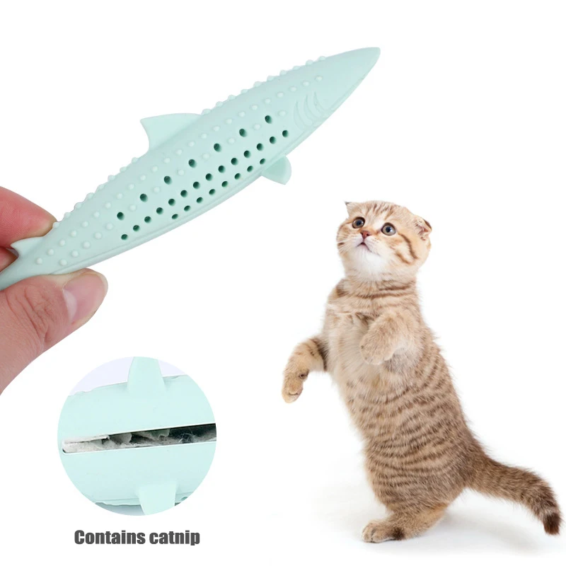 

Silicone Mint Fish Cat Toy Pet Catnip Soft Clean Teeth Toothbrush Pet Products