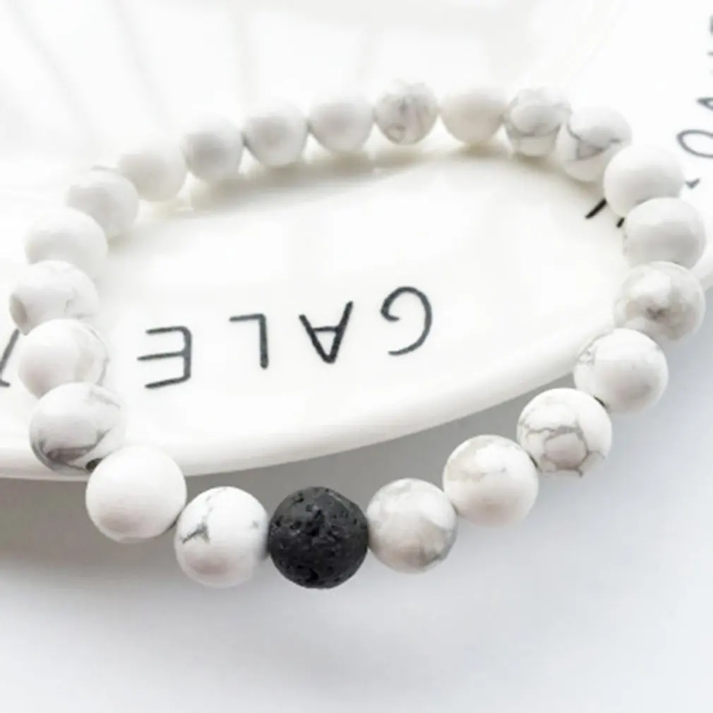 Пара дистанционных браслетов вулканическая лава камень белая сосна 8 мм браслет