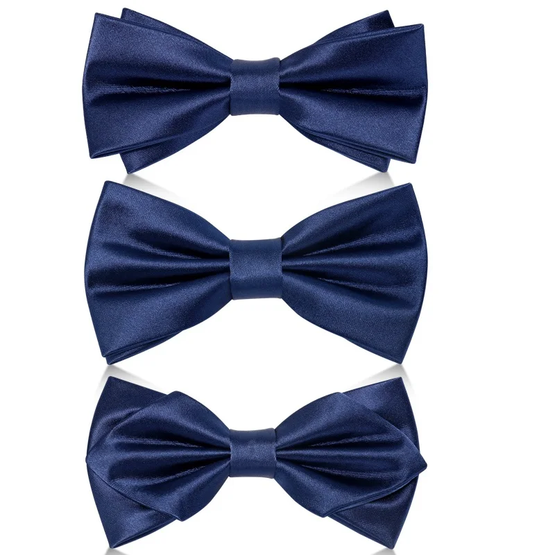 

2020 Brand New Fashion Men's Bow Ties Double Fabric Navy Blue Bowtie Banquet Host Wedding Bridegroom Butterfly Tie with Gift Box