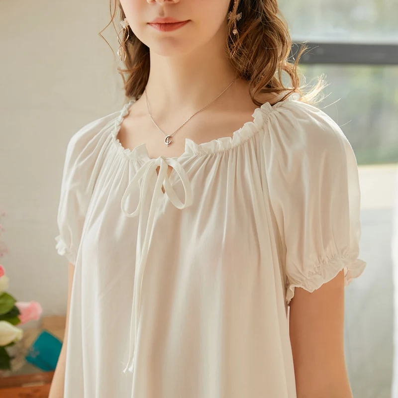 Women's Vintage Palace Sweet Nightgowns Vintage Nightdress Ruffles Lolita Women Nightwear Sleepwear Pink Negligee