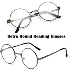 Круглые очки для чтения в стиле ретро, женские и мужские, модные, сверхлегкие, прозрачные, металлические, с полной оправой, пресбиопические очки, золотистые, черные, с диоптриями от 1,0 до 4,0