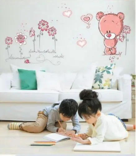 Тедди из мультика &quotМедведь&quot &quotцветы&quot Стикеры для маленьких девочек детей