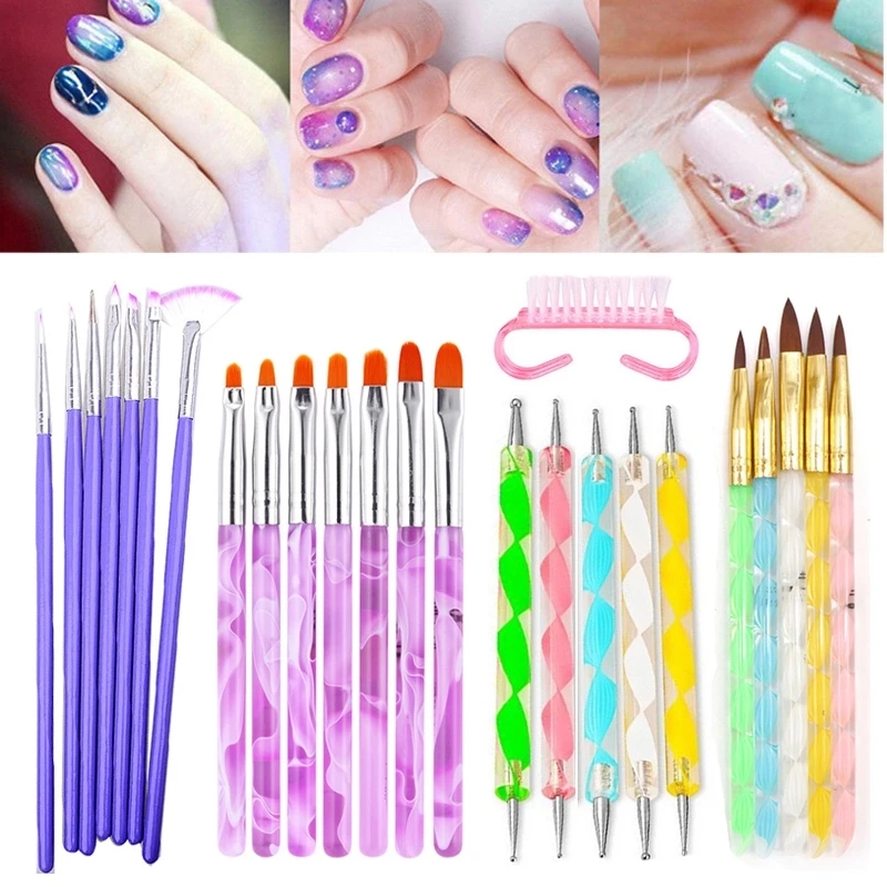 

Nail Brushes Set Acrylic UV Gel Polish Painting Carving Drawing Pen Brushes for Manicure Clean Brush Tools Nail DIY Design Decor