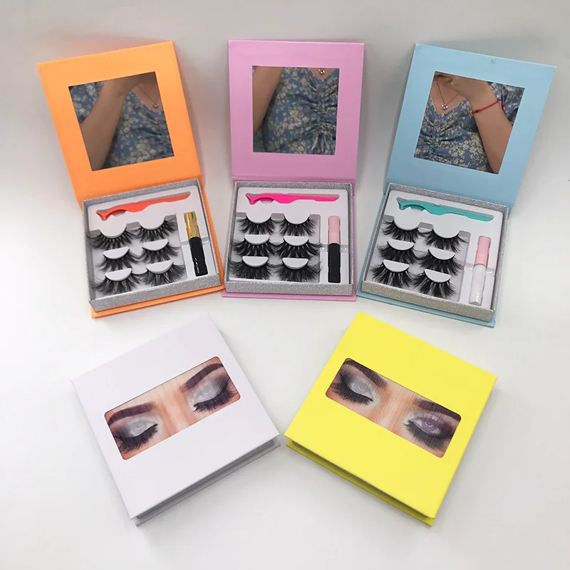 

Custom Package Box Mirror Magic Eyeliner Book with Lash Applicators 25mm Dramatic Lashes Liquid Eye Liner Set