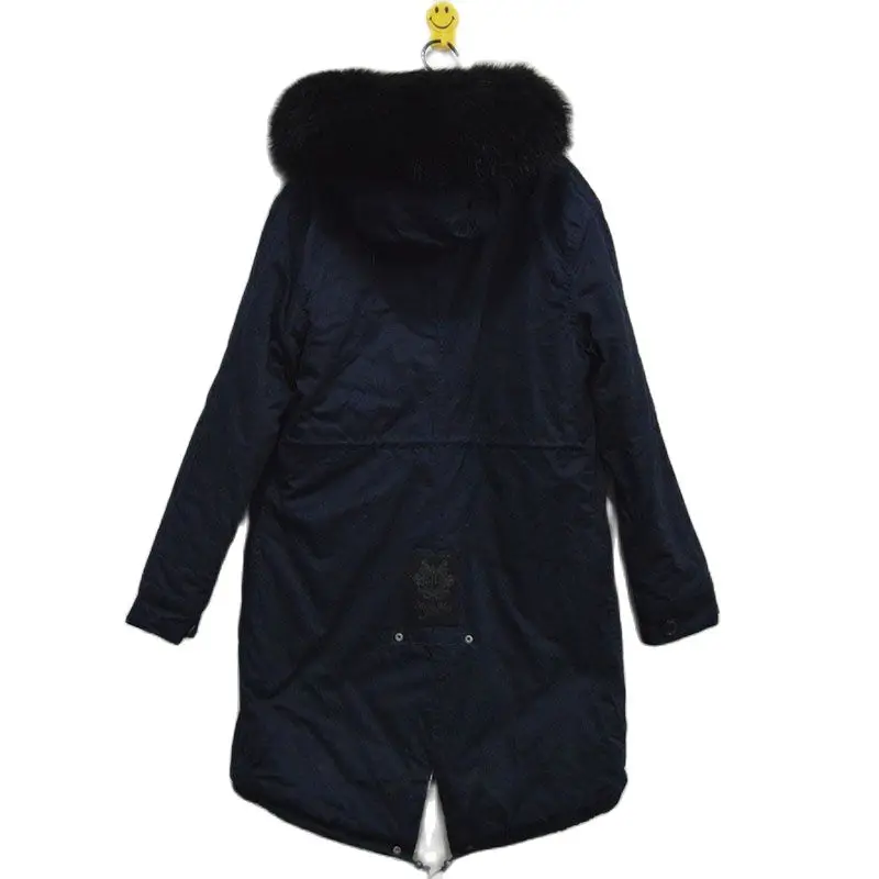 Темно-синяя мужская кашемировая Меховая куртка модная зимняя теплая внутренняя