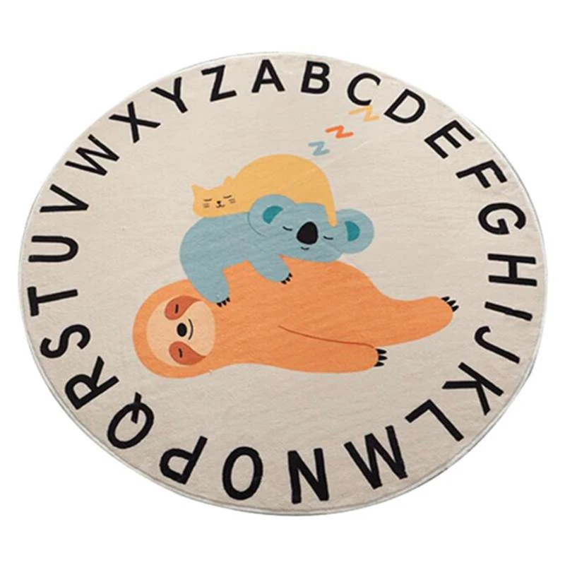 

Cartoon Animal Print Baby Play Mat Crawling Carpet Kids Room Floor Rug Round Game Pad Playmat Nursery Decor Props