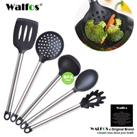 walfos food grade non stick silicone cooking spoon soup ladle egg spatula turner kitchen tools stainless steel cooking tool set