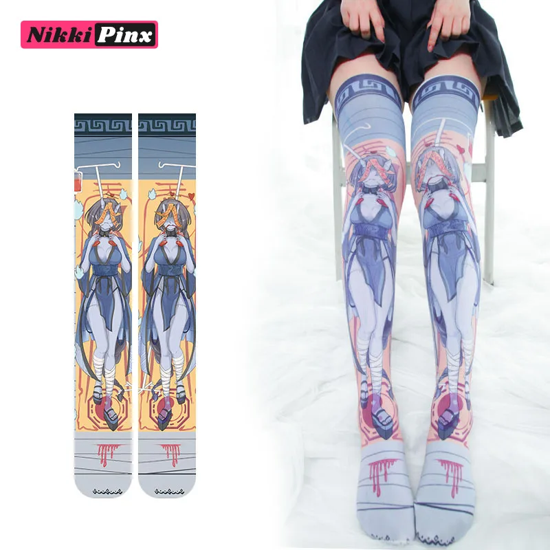 

Over Knee Thighs Cosplay Costume Anime Cartoon Pattern Printed Lovely Girls Sukumizu Cute Lolita Sexy Knee High Erotic Stockings