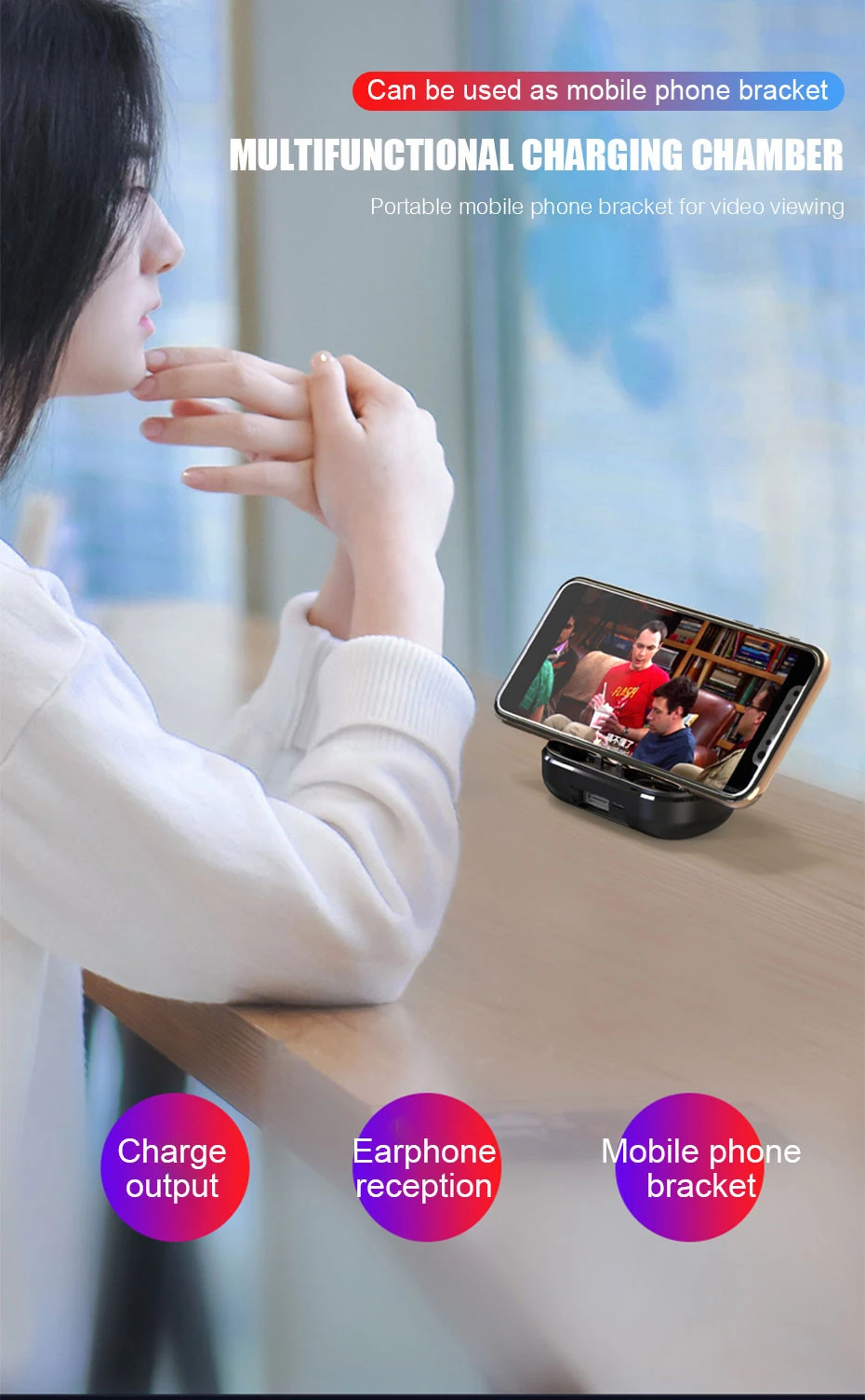 Новые TWS 5,0 Bluetooth наушники 8D стерео беспроводные наушники мини беспроводные наушники с 1500 power Bank держатель телефона