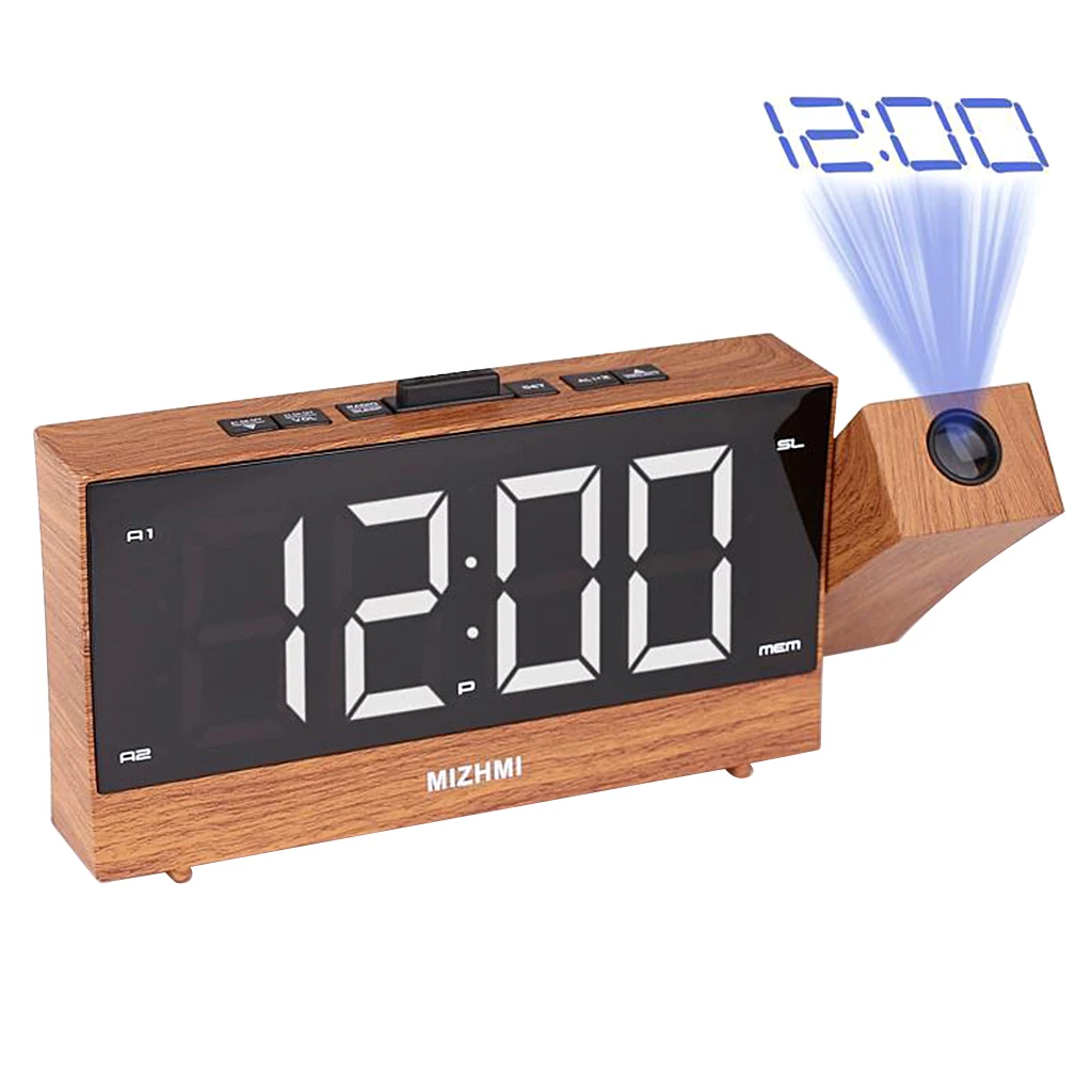 

Projection Radio Alarm Clock LED Digital Desk Table Watch Snooze Function Adjustable Projector FM Radio with Sleep Timer
