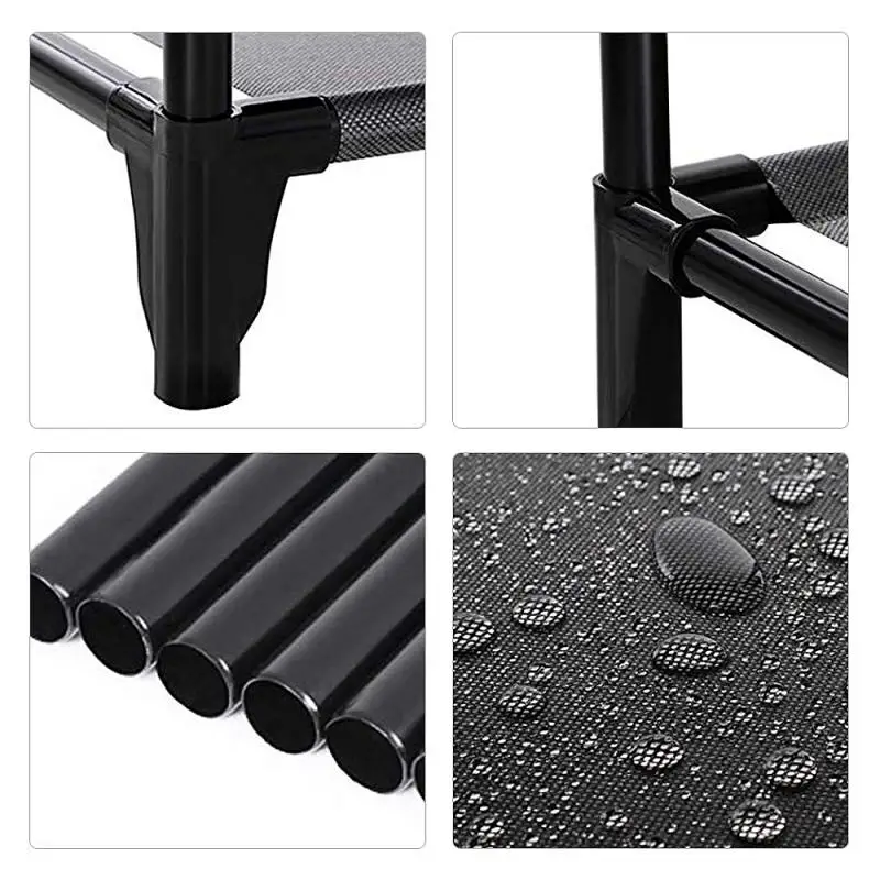 

Easy to assemble 10-layer non-woven shoe rack, black large shoe storage rack with handle, corridor shoe storage rack HWC