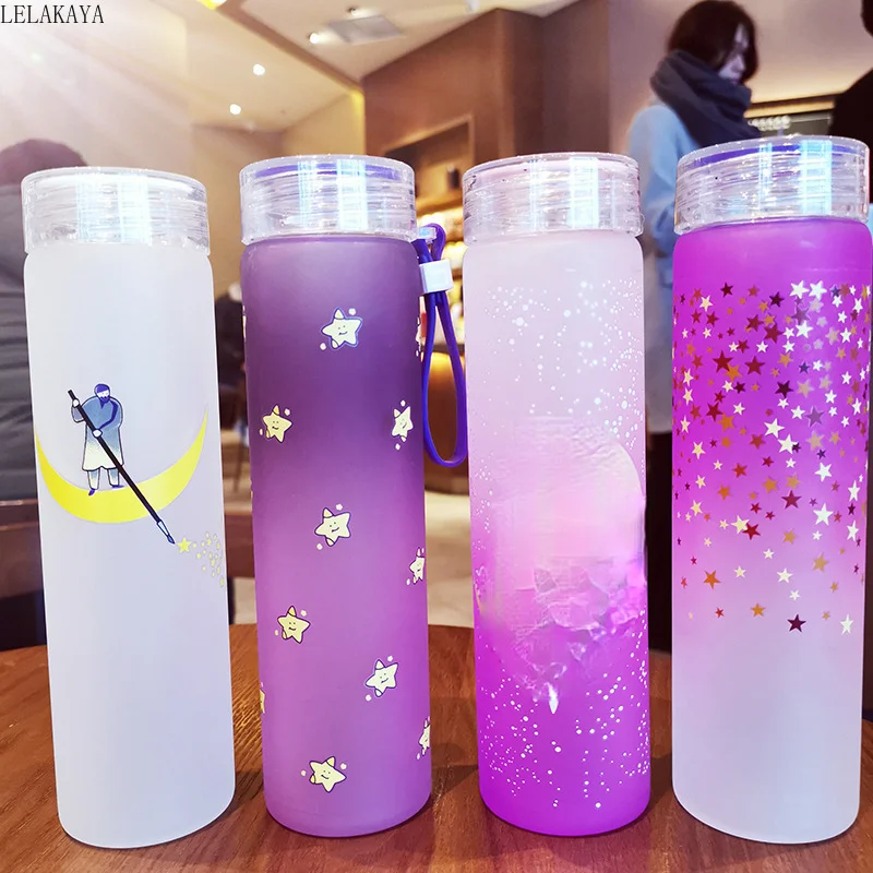 

1pcs 500ml Pink Moon Plastic Colorful Cup Anime Action Figure Printed heat-resistant Hand cup with Lid Portable Water Cup New