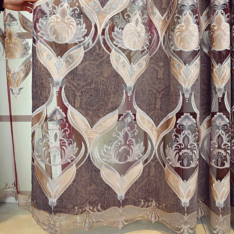 Европейские шторы с вышивкой для прохода через светильник вые гостиной столовой