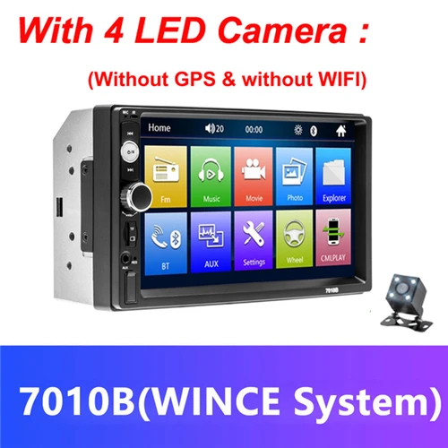 Wince LED Camera Podofo Авторадио 2 din автомагнитола 7010b Wince Android мультимедийный плеер gps авто стерео Bluetooth wifi USB Suppport камера заднего вида - Цвет: Wince LED Camera