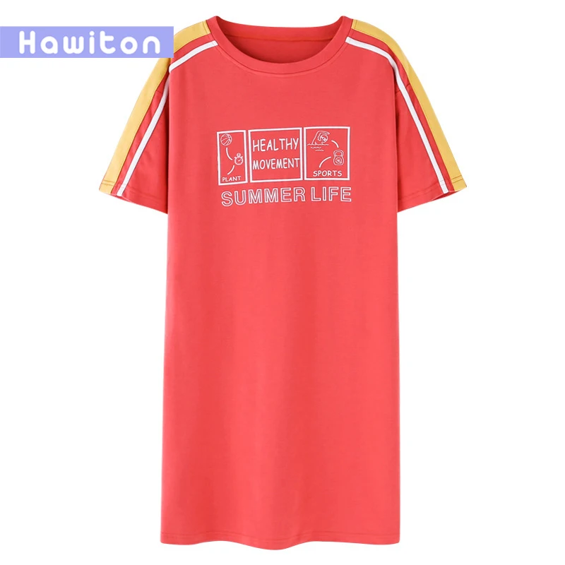 Hawiton/100% хлопковое Ночное платье модная Милая длинная ночная рубашка свободная