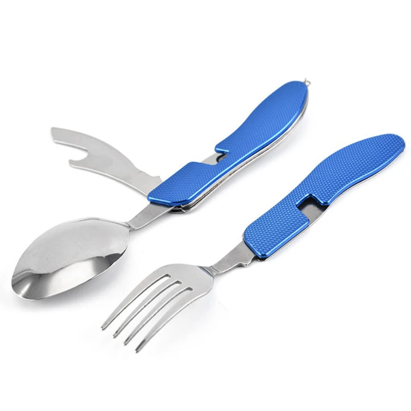 

Outdoor Camping Portable Fork Knife Tableware Tools Folding Detachable Combined Three-piece stainless steel folding fork