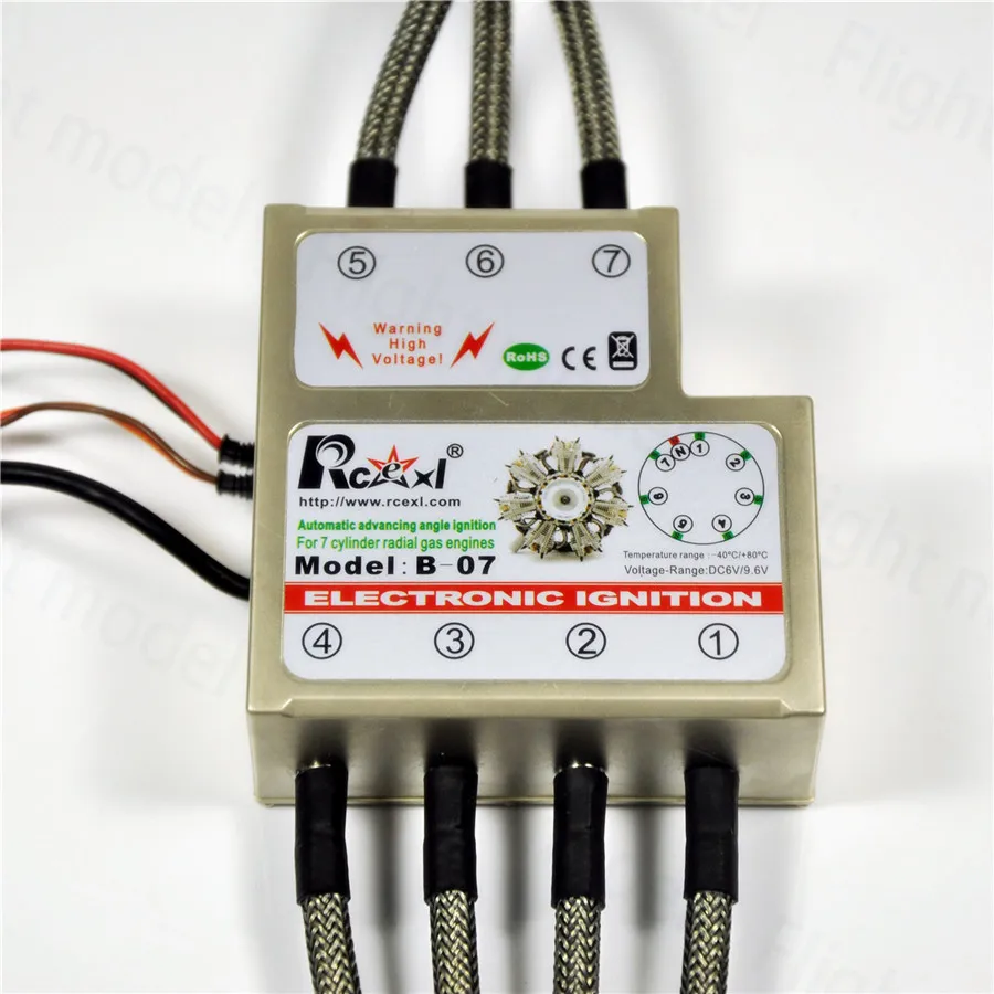 Rcexl 7-цилиндровое радиальное зажигание двигателя CDI для NGK ME-8 1/4-32 90/120 градусов с