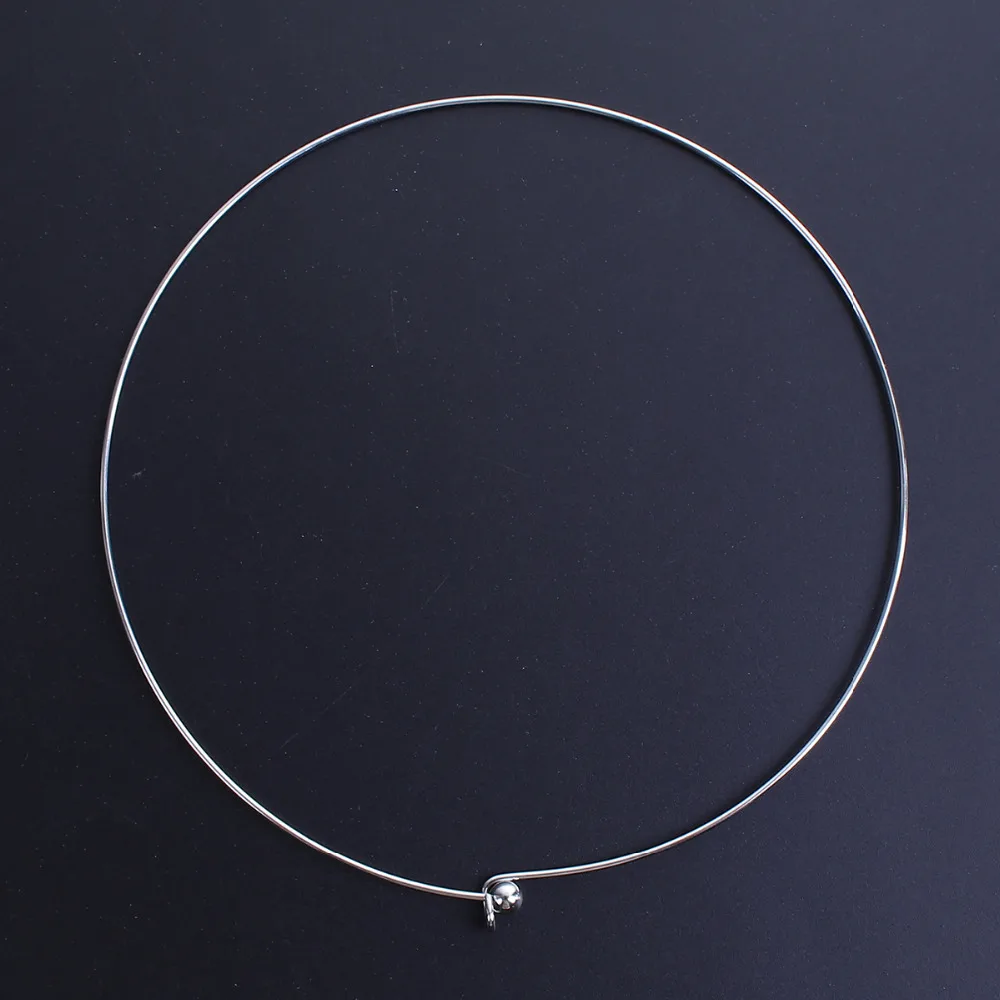 1PC 304 Stainless Steel Collar Choker Necklace  Round With Removable Ball End Cap Handmade DIY Jewelry 45cm long