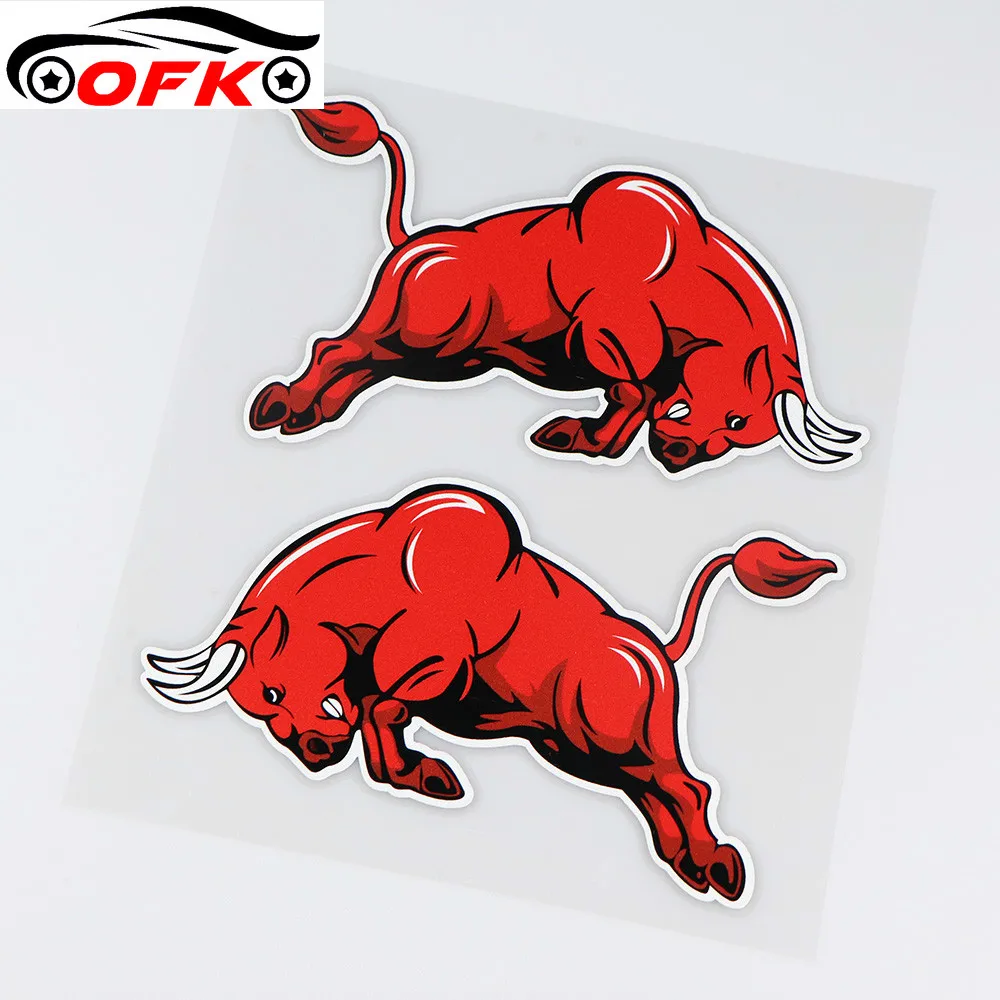 Автомобильная наклейка с рисунком быка Красного прыжков на зеркало заднего вида