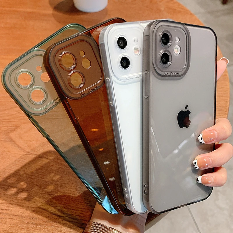 

Simple Matte Bumper Transparent Phone Case For iphone 13 Pro Max 12 11 XR X XS 8 7 Plus Shockproof Soft TPU Silicone Clear Cover