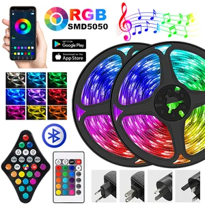 Светодиодная ленсветильник 5-30 м 5050 RGB гибсветодиодный Светодиодная лента украшение комнаты неоновые лампы Набор диодов Настенная подсветка с адаптером