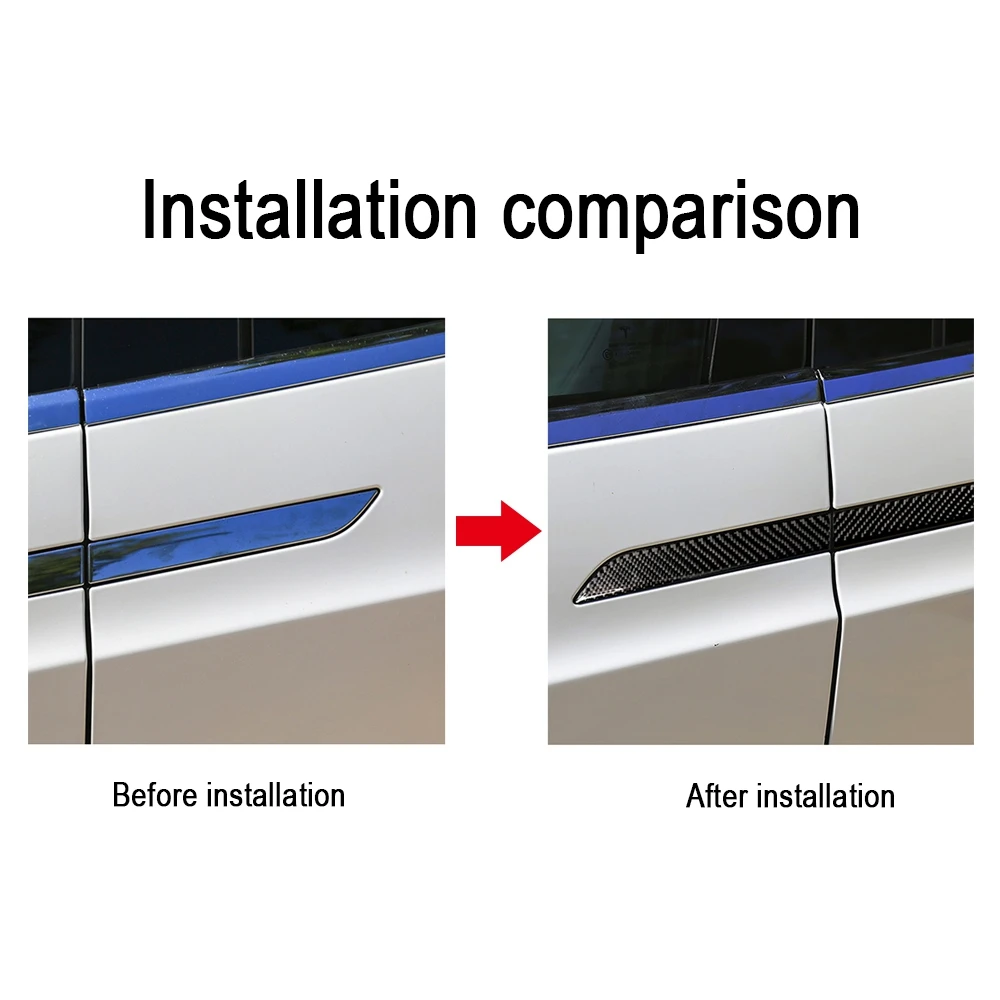 

Carbon Fiber Car Outside Handle Decorative Sticker Anti-collision Strips Anti-Scratch Protector Strip for Tesla model X