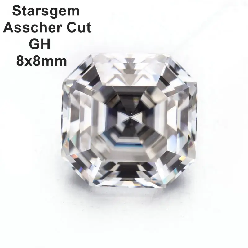 

Loose Starsgem Moissanite Price White Octagon Asscher Cut 8*8mm GH Color Moissanites Diamonds for crafts