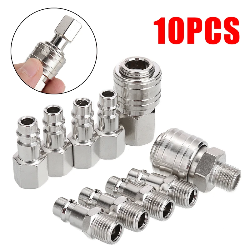

10-pieces 1/4 Bsp Euro Air Line Hose Compressor Fitting Connector Quick Release Quick Connectormade Of Hardened Steel