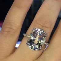 hoyon original 3 carats moissanite gemstone real 14 k white gold color ring for women classic oval shape bizuteria ring female