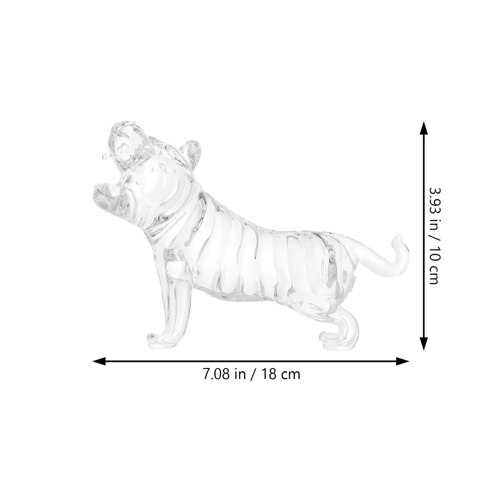 

Glass Tiger Figure Desktop Ornament Animal Statue Festival Housewarming Gift