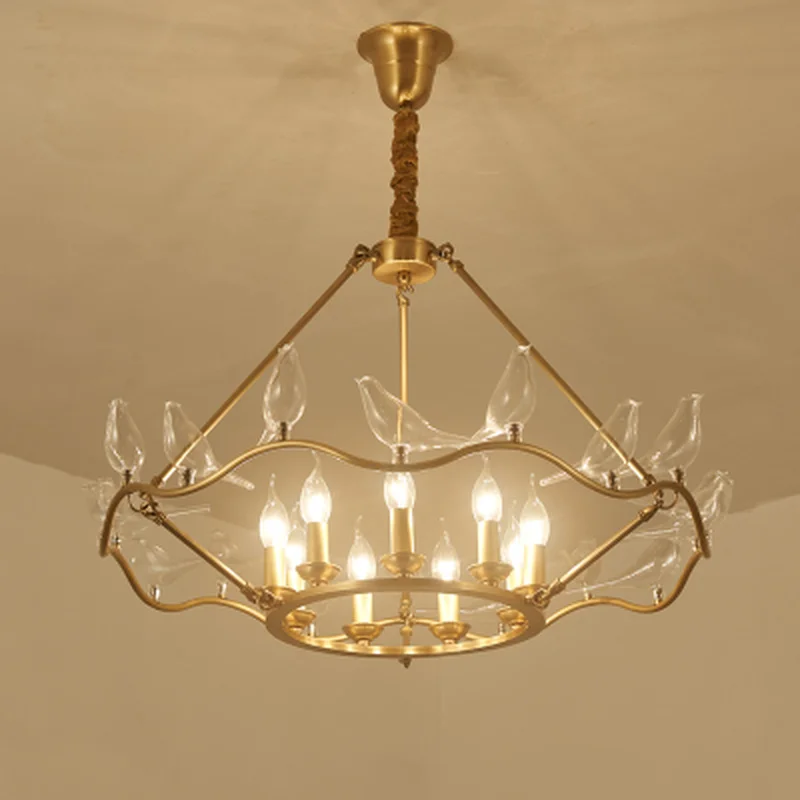 Креативные медные люстры с птицами для гостиной спальни новая декоративная