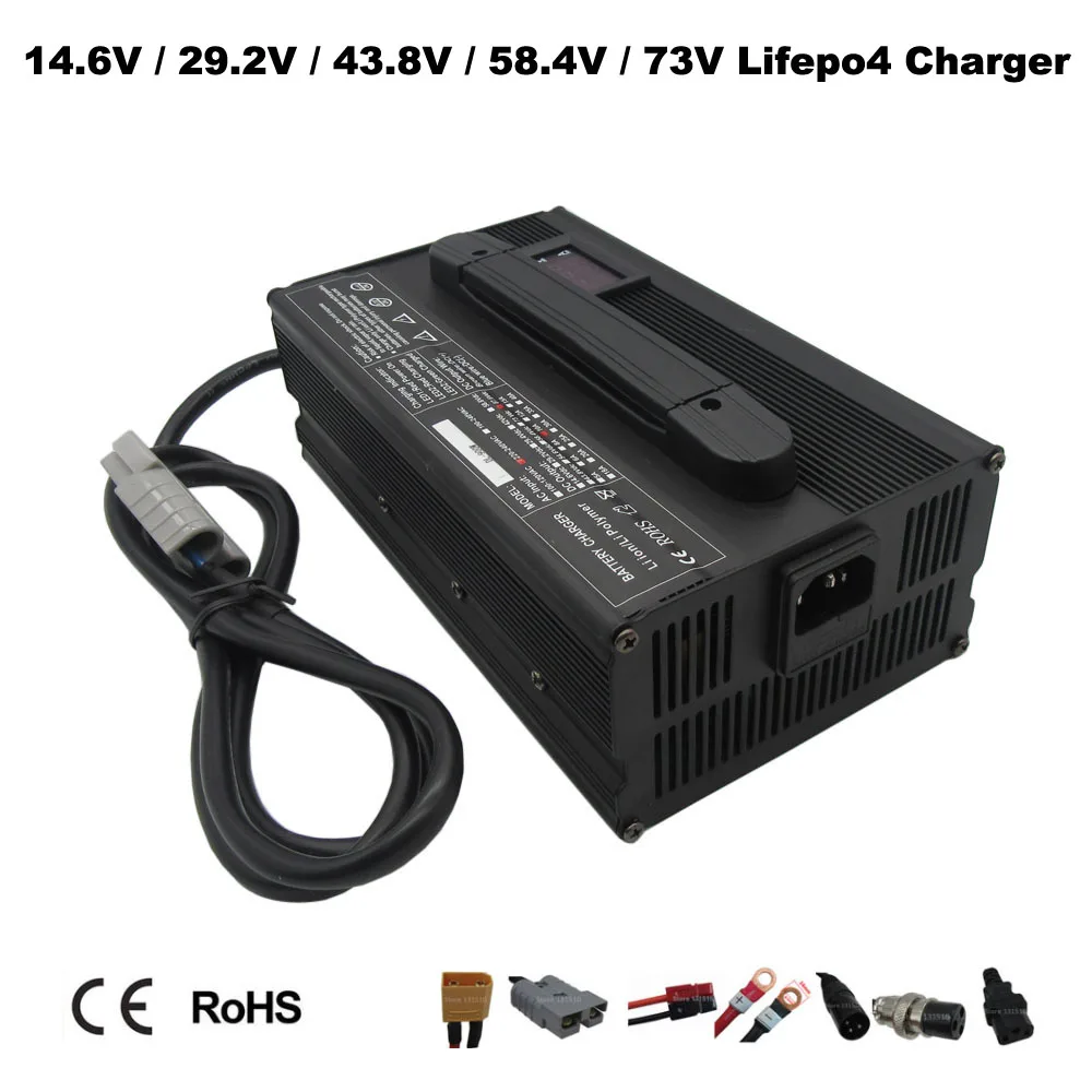 

900W 12V 24V 36V 48V 60V 10A 20A 30A Lifepo4 E Bike Battery Fast Charger 14.6V 29.2V 43.8V 58.4V 73V LFP RV Motorcycle Charger