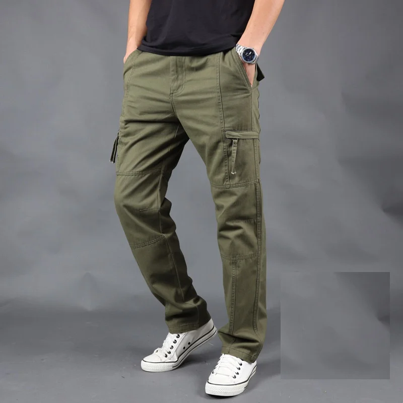 

Autumn Winter High Quality Men's Cargo Pants Casual Multi Pocket Military Army green Pants Long trousers men Plus Size 4xl