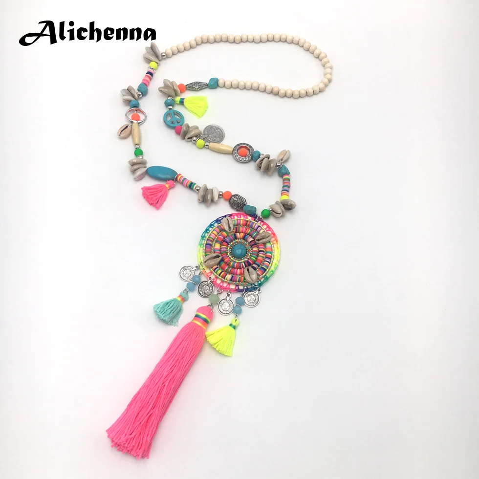 Лидер продаж женское длинное ожерелье в богемном стиле винтажное панк с цветными