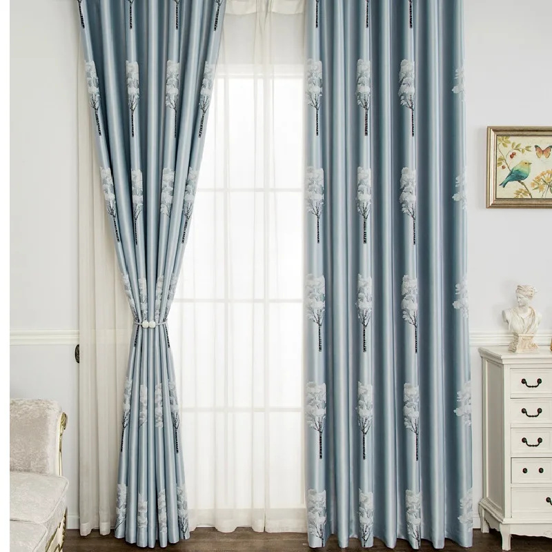 

New High-precision Refreshing Jacquard Printed Curtains Chinese Style Simple Modern Curtains for Living Room Bedroom Curtain