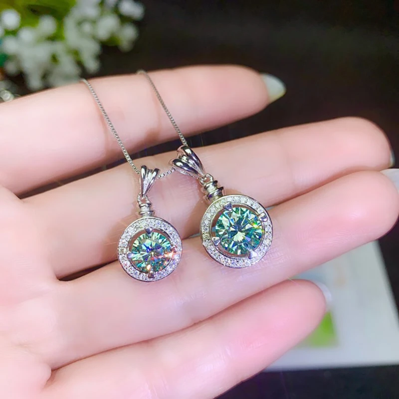 BOEYCJR 925 серебро 1ct/2ct зеленый Муассанит VVS помолвка элегантный свадебный кулон ожерелье для женщин Подарок на годовщину