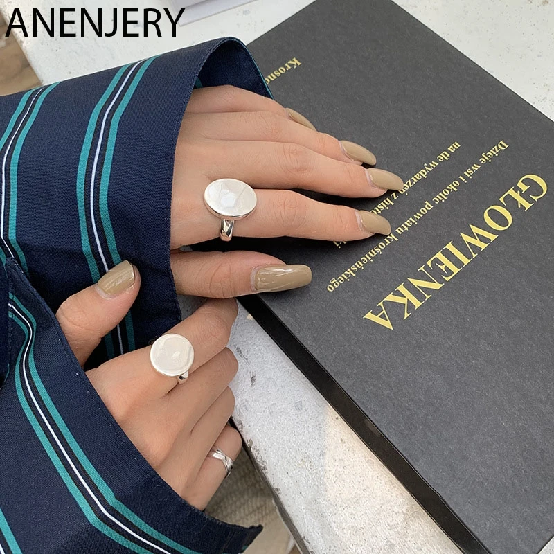 

Evimi 925 стандартное серебряное гладкое овальное круглое кольцо с дисками открытые, кольца на палец для женщин ювелирные изделия подарки дроп...