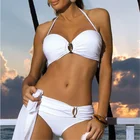 Купальник женский с чашками пуш-ап, белый однотонный пикантный пляжный комплект бикини, раздельная купальная одежда, пляжная одежда, лето 2021